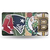 Boston Sport Teams Combined Logo Novelty Front License Plate Decorative Vanity Aluminum Grey car tag
