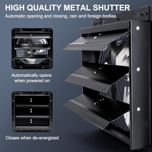 Ventilador de extracción para pared Criditpid de 7 pulgadas, negro, con termostato ajustable, para ático, cobertizo, sótano, invernadero y garaje, 1600 CFM, 760 RPM miniatura 5
