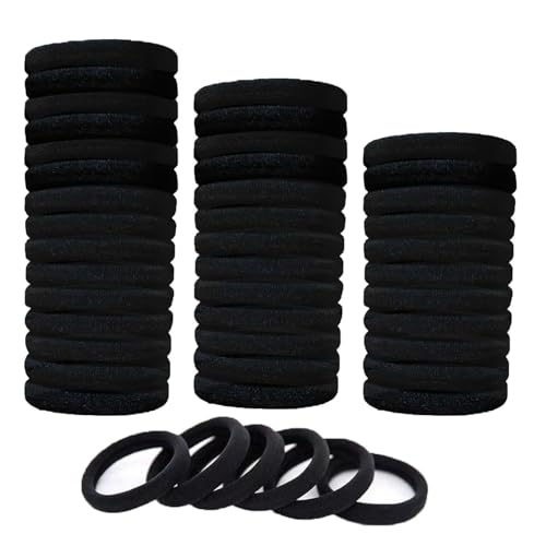 Gomas de Pelo Negras,50 Piezas Suaves Cintas Elásticas para el Pelo para Mujeres Niñas,Coleteros Pelo Mujer,Bandas el Pelo Elásticas Fuertes Elástico Cabello Complemento perfecto para tocador o baño