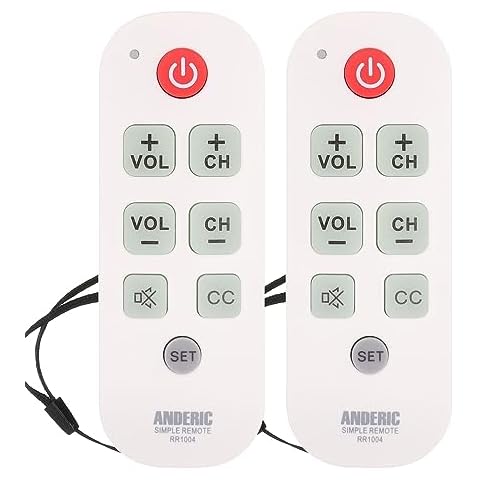 [2 Pack] Anderic RR1004 Universal Big Button TV Remote. Easy to Use, Smart TV, Learning, Glow Keys - TV & Cable Box Controller, Perfect for Assisted Living Elderly Care. White TV Remote Control Cover