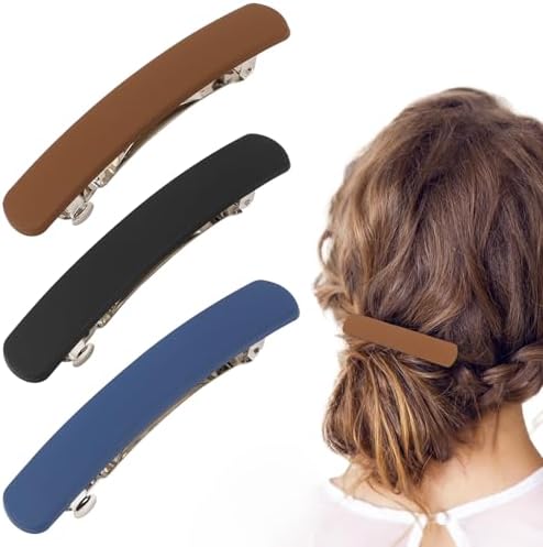 French Flat Hair Clips For Women - 6Pcs Flat Hair Claws For Thin Thick Hair Strong Hold No Slip Grip Hair Claw Clips For Women Girls (Matte Bright Color(L