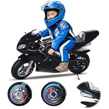 دراجة نارية الغاز للأطفال، 50 CC الاطفال الترابية الدراجة، قوية 2-السكتة الدماغية جيب الدراجة النارية، جيب الغاز دراجة نارية مع خزان 1.25 L، دراجات نارية صغيرة مع المزدوج المصابيح الأمامية الفرامل & المطاط المقود سباق الطريق