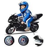 duwiikab Gas Motorcycle for Kids, 50CC Kids Dirt Bike, Powerful 2-Stroke Pocket Bike, Pocket Gas Motorbike with 1.25L Tank, Mini Motorcycles with Dual Headlights Brakes & Rubber Handlebar Road-Racing