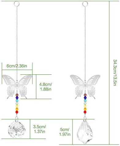 Huayue 2 PCS Crystal Suncatcher Hanging Ornament, Crystal Ball Prism + Maple Leaf Prism, Butterfly Pendants Window Suncatcher Rainbow Sun Chakra Suncatcher with Beads for Window, Garden, Home Decor