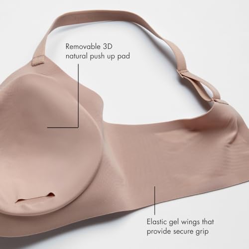 Floatley to The T-Shirt Wireless Push Up Lift Bra for Women, Soft Silky Everyday Comfort Bra with Removable Pads Warm Taupe