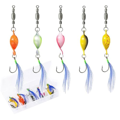 Twist Spoons Forelle UV 3g,Spinner Forelle Set, Twister Angelzubehör Forelle, CuiCanfla Forellenköder mit Rolling Swivels, Blinker Forellen Köder, Forellen Spoon Set, Angel Köder, 5 Stück in Box