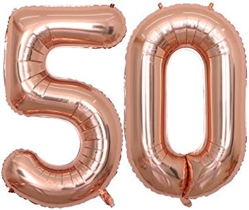 BALONAR 40 inch Jumbo 50th Rose Gold Foil Balloons for Birthday Party Supplies,Anniversary Events Decorations and Graduation Decorations