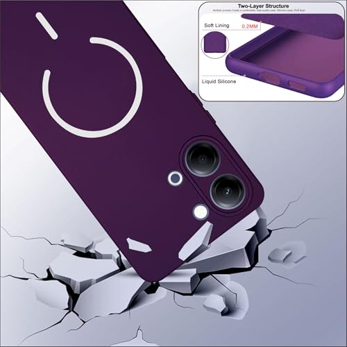 Image of SBMS Silicone Back Cover Case for Vivo Y21 5G / Vivo Y11 5G | Soft Micro-Fibre Lining Inside | Magsafe Print On Back Side Camera Protection Bump | Shockproof Case Vivo Y21 5G 2026 (Purple)