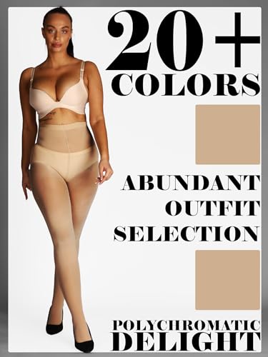 Image of HONENNA Semi Opaque Silky Women Pantyhose Tights, 20+ Colors Invisibly Toe Reinforced 60 Den Size A-E
