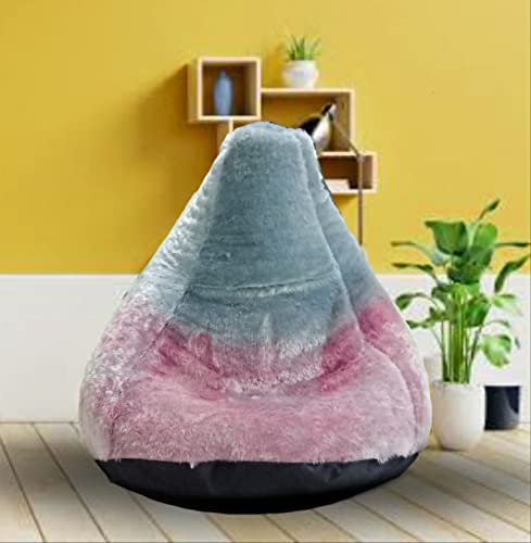 Image of Premium And Luxurious Fur Bean Bag Sofa Chair (Without Beans) Bean Bag Cover Without Beans. For Kids And Adults Xxxl (Rainbow Fur, Purple)