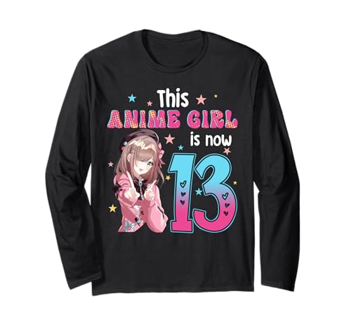 13 Years Old Girl Kawaii Gifts Anime Girl 13th Birthday Kids Long Sleeve T-Shirt