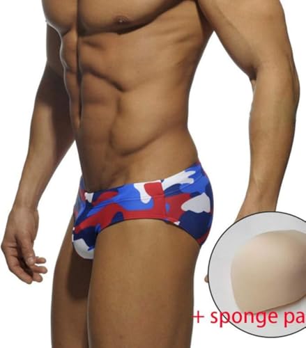 sandbank Men's Bikini Swimsuit Fashion Camouflage Print Bathing Suit Low Waist Elastic Swim Briefs with Cup Swimwear3