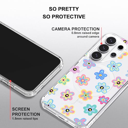 MOSNOVO for Samsung Galaxy S26 Ultra Clear Case, Fit for MagSafe, 6.6ft Military-Grade Shockproof Magnetic Protective Phone Cover,Groovy Flower by MOSNOVO - Used condition - Image 4