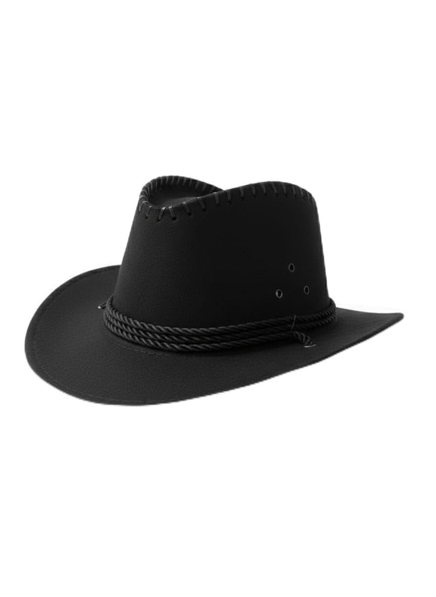 Cowboy Hat for Men and Women, Black Western Style Hat with Braided Band