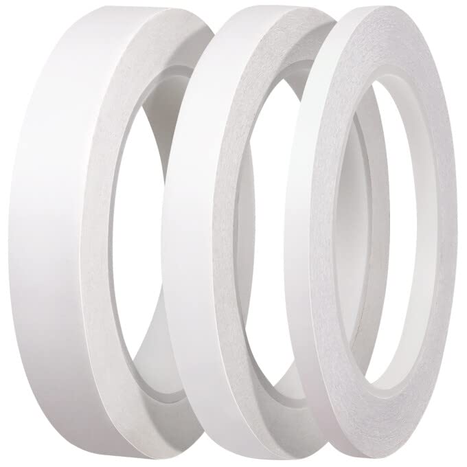 YISUMEI 3 Rollen Selbstklebendes doppelseitiges Klebeband zum Handwerksklasse Büro DIY mit 25 Meter pro Rolle(6mm/12mm/18mm)