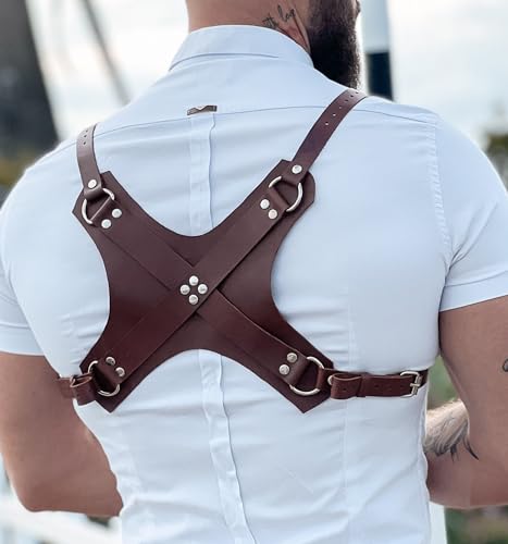 Men's Harness Belt, Costume PU Leather Body Chest for Men, Sexy Punk Body Harness Belt, Adjustable Buckle Clothes Outfits, Nightclub Cosplay Clubwear #283