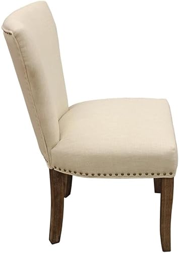 Miniatura 9 de Moti Benedict - Juego de comedor de 7 piezas con mesa de comedor de 58 pulgadas y 6 sillas tapizadas color marfil