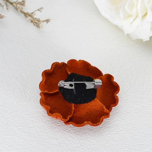 Image of AeraVida Enchanted Genuine Leather Rose Blossom Brooch Pin & Hair Clip | Floral Handmade Accessory for Women | Colorful Pink, Yellow, or Orange Flower Pin for Hair, Dress, or Lapel