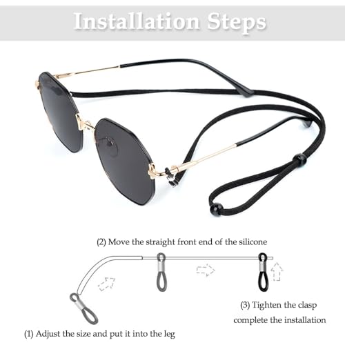 XFentech 3 Stück Universal Brillenband aus Leder für Sonnenbrille - Brillenbänder Brillenkette Schwarz Einstellbarer Brille Cord für Damen und Herren