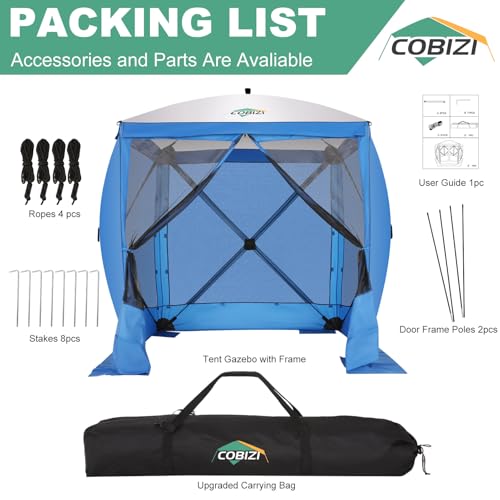 Image of COBIZI 6x6 FT Pop up Gazebo, Popup Canopy Tent, Waterproof Screened in Gazebos,Portable Outdoor Small Screen Tents Sun Shelter,carpas para Patio for Camping, Garden and Backyard,Blue