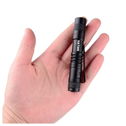 Hatori Super Small Mini LED Flashlight Battery-Powered Handheld Pen Light Tactical Pocket Torch with High Lumens for Camping, Outdoor, Emergency, Everyday Flashlights, 3.55 Inch