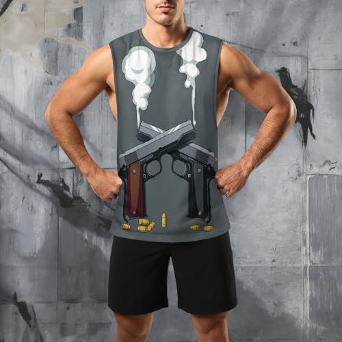 Image of Zhyaj Summer Tanks Top for Men Flag Graphic Print Sleeveless Shirts Casual Working Out Vest T-Shirts Loose-Fit Men's Tank