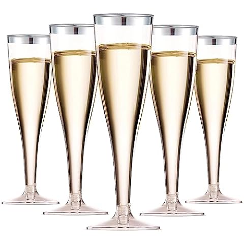 LATERN 50Pcs Silver Rimmed Plastic Flutes Cover