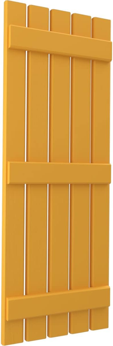 Ekena Millwork ARW401SB519X67TUH Americraft Five 3 Exterior Real Wood Spaced Board-n-Batten Shutters (Per Pair), Turmeric