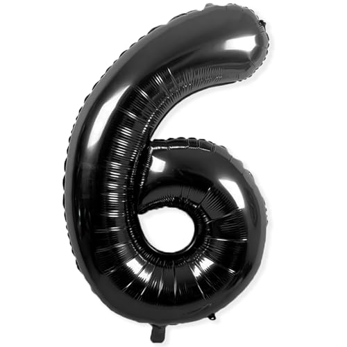 Number 6 Balloon, 6 Balloon, Number Balloons 40 Inch, Black Large Giant Foil Number Balloons for Birthday Party Graduation Wedding Anniversary Bachelorette Decoration Supplies (Black)