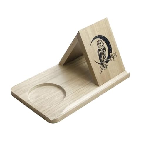 EVOLUX Owl Triangle Book Holder - Wooden Bookshelf With Drink Holder Owl Small Bookshelf Book Holder with Cup Holder (Beige) Cover