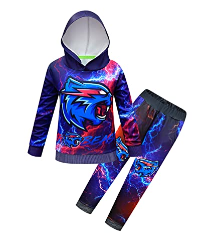 Delanhon Conjunto de sudadera con capucha y pantalones de correr con logotipo de Esports para niños y niñas, de 5 a 13 años, Estilo 2, 12-13 años Cover