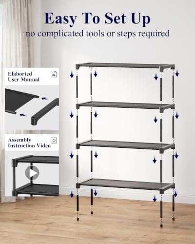 Image of Kitsure Shoe Rack - Non-Woven Shoe Rack Shelf, Shoe Organizer for Closet, Entryway, Garage & Corridor, Stackable Shoe Shelves, X-Large, Black