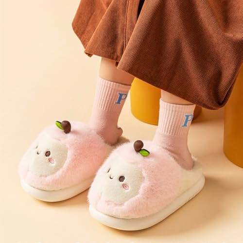 Cute Apple Fuzzy Slippers for Women, Womens Fluffy Plush Warm Memory Foam House Slippers2