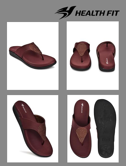 Image of HEALTH FIT EXTRA SOFT Women's Comfortable Memory Foam Doctor Slippers /Flip-Flops|Fashionable Casual & Stylish|Lightweight & Breathable|Outdoor Synthetic Casual Chappals Sandals Ladies & Girls HF21