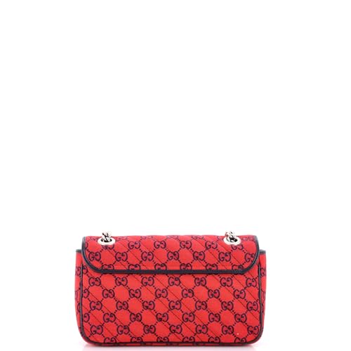 Pre-Loved GG Marmont Flap Bag Diagonal Quilted GG Canvas with Leather Small, Red3
