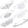6 Pcs White Baptism Headband for Baby Girl Toddler Elastic Christening Headbands Chiffon Flower Crystal Lace Infant White Head Bands Gifts Birthday Baby Shower Party(6-12 Months)