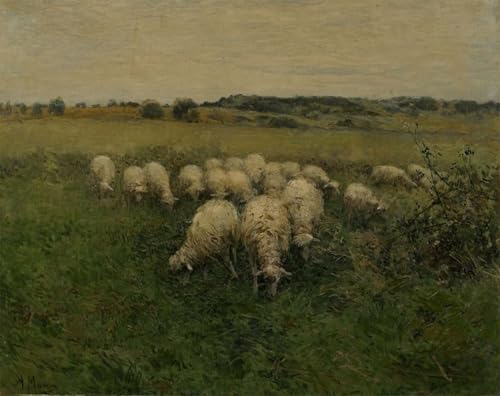 Imprimé sur toile moutons paissant grand tableau décoration bureau modern