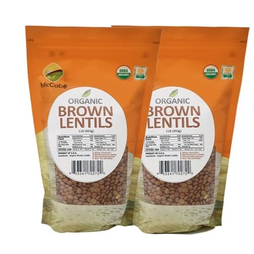 McCabe Lentejas marrones orgánicas, 1 libra (16 onzas) (3 paquetes), certificado por USDA, producto de Estados Unidos, certificado por USDA,