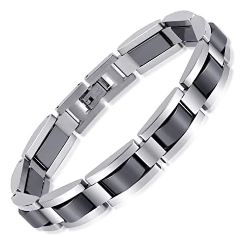 Feraco Mens Magnetic Bracelets, Classic Balck Titanium Stainless Steel Bracelet with Natural Hematite Magnet Stones,Men's Jewelry Gifts, 8.66 inch Cover