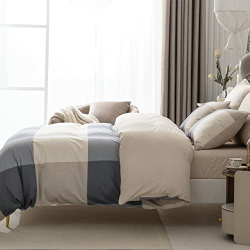 Cottonlife A1103-LA6-K(L) Buffalo Plaid Duvet Cover King, 100% Cotton Check Geometric Bedding 3Pc Set thumb #3