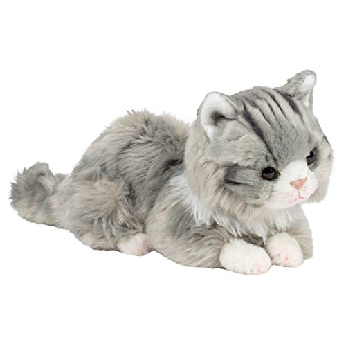 DEMDACO Sweet Maine Coon Cat Silver Grey 10 inch Children's Soft Plush Stuffed Animal Toy