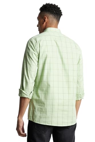 Image of Peter England Men 100% Cotton Slim Fit Checkered Casual Everyday Full Sleeve Shirt |