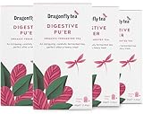 Dragonfly Tea Digestive Pu'er Teabags, (4 x 20/80 Tea Bags) Organic Fermented Pu’er Tea Blend for Gut Health Support, Good Dragon, Individually Wrapped