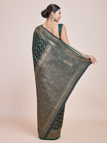 Image of Monjolika Fashion Women's Banarasi Pure Kanjivaram Style Satin Silk Saree With Blouse Piece for Wedding