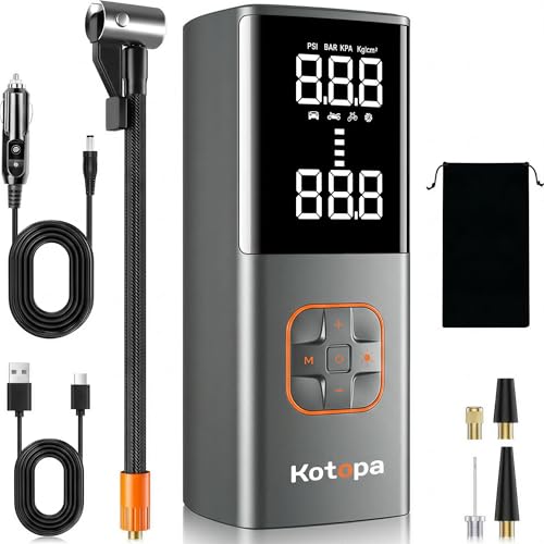 Kotopa Elektrische Luftpumpe, 150 PSI Akku Kompressor mit 4 Betriebsmodi...