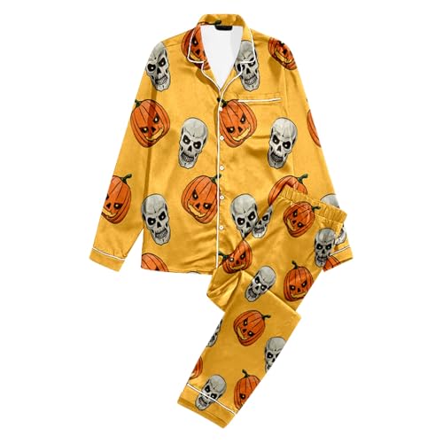 Genérico Pijamas De Mujer De Algodon - Conjunto De Pijama con Camisa Y Pantalones Cortos Tipo Kimono con Estampado De Halloween para Pijamas Mujer Abiertos Delante