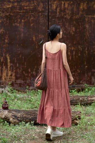 Women's Summer Cotton & Linen Long Skirt Layered Casual Sun Skirt Linen Camisole Skirt2