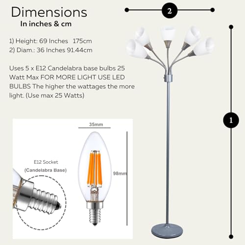 Lightaccents 16197-98-FBA- Floor Lamp For Bedroom Multi Head 5 Light Bright Floor Lamp thumb #8