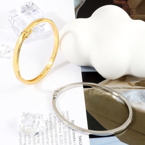 LOMISS PULSEIRAS FEMININAS BRACELETE FOLHEADO A OURO 18K LISO (Dourado)