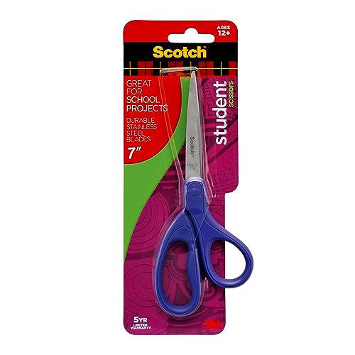 Scotch Student Scissors, 7-Inch - Blue, Green, or Purple, Colors May Vary (1407S-MIX) - image 4